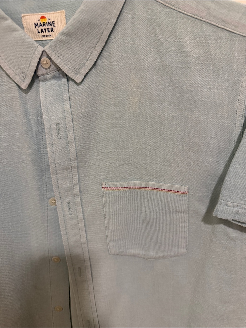 Marine Layer Light Blue Short-Sleeve Button-Down Shirt - Picture 3 of 3